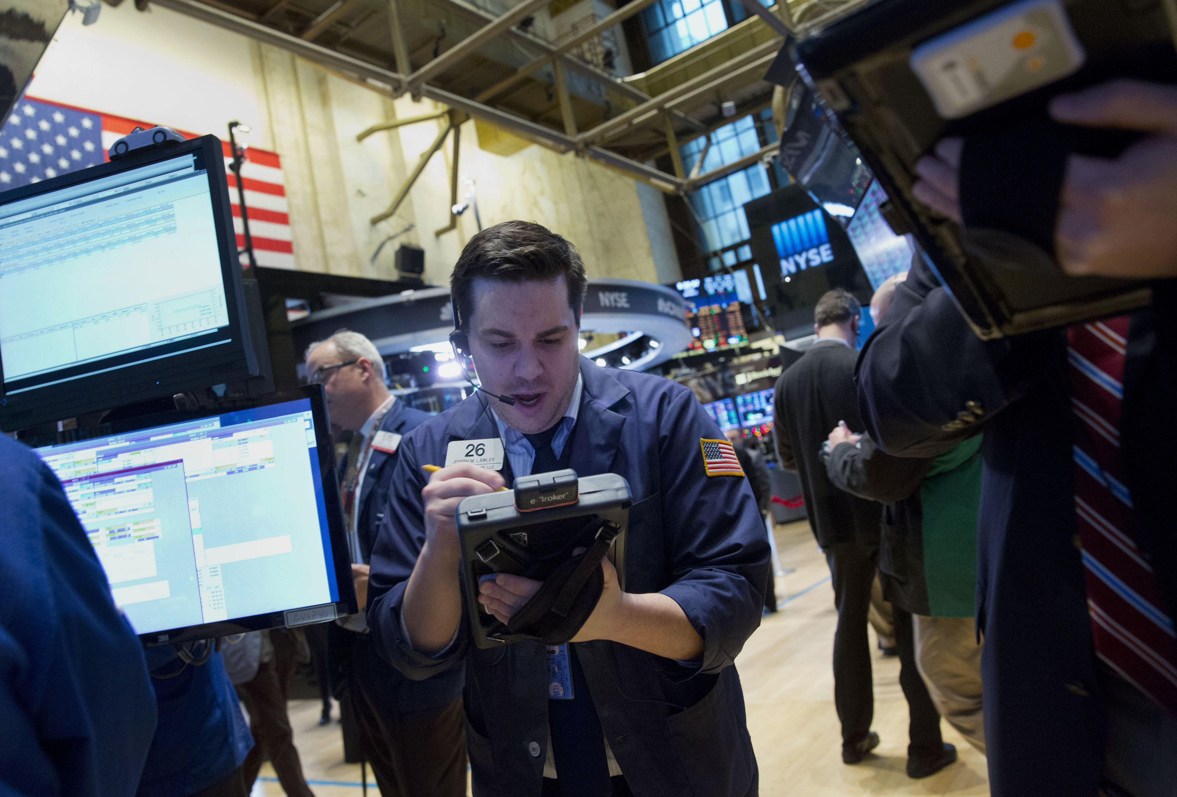 First Day Of Trading for 2015 On The Floor Of The NYSE As U.S. Stock-Index Futures Rise After S&P 500's December Decline